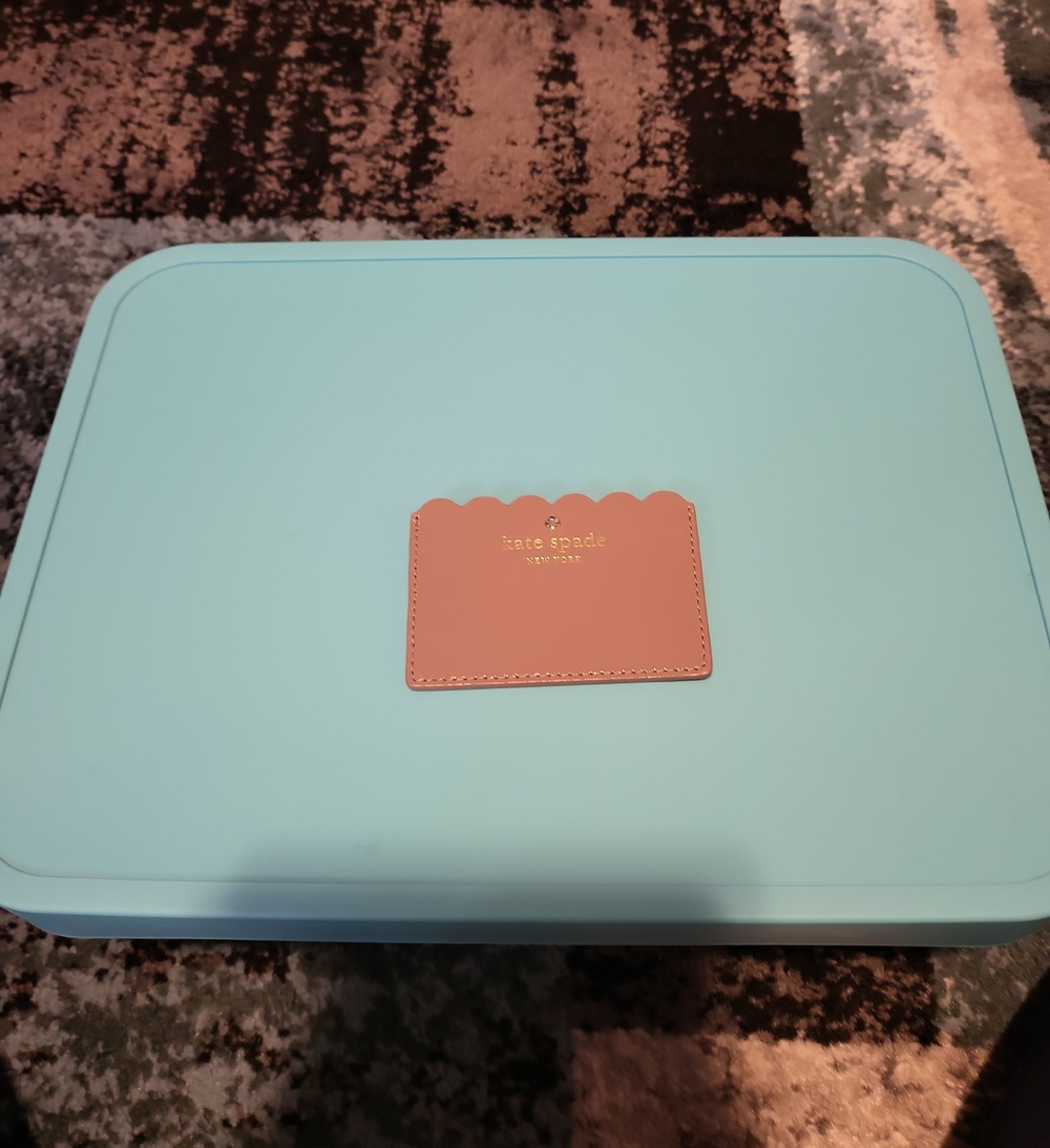 kate spade Pink Scallop-Edge Card Holder with Gold Logo